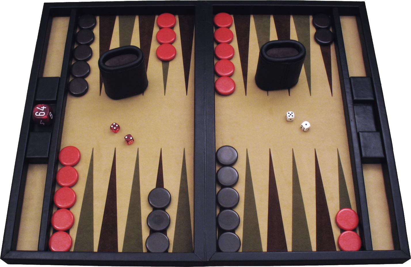Backgammon board game with wooden board and checkers