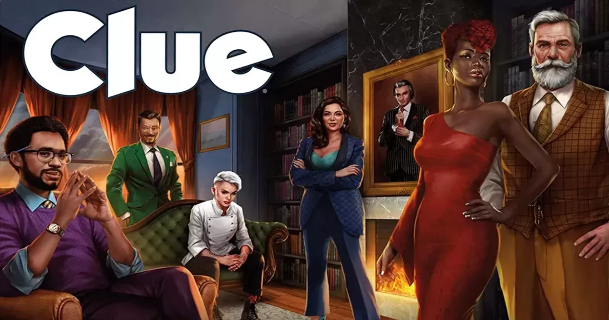 Clue board game with mystery characters and board
